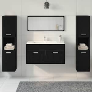 Sada koupelnového nábytku 4 pcs Černý dub kompozitní dřevo - obrázek 4