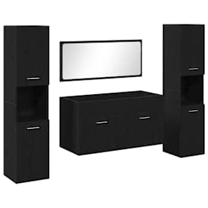 vidaXL Vannitoa m&ouml;&ouml;bleset 4 tk Must tamm 90 x 38,5 x 46 cm Tehispuit