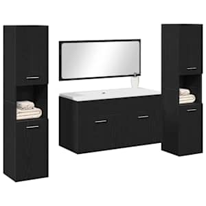Sada koupelnového nábytku 4 pcs Černý dub kompozitní dřevo - obrázek 3