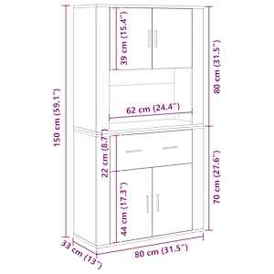 Highboard dub artisan 80 x 33 x 150 cm Kompozitní dřevo - obrázek 13