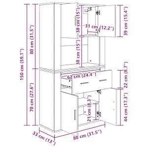Highboard Černý dub 80 x 33 x 150 cm Kompozitní dřevo - obrázek 14