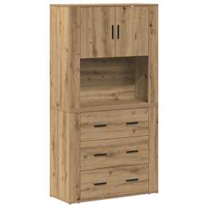 Vysoký bufet Artisanový dub 80 x 33 x 150 cm kompozitní dřevo - obrázek 2
