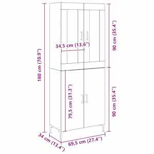 Vysoký bufet 2 pcs Staré dřevo 69,5 x 34 x 180 cm - obrázek 13