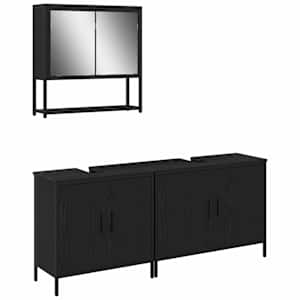 vidaXL Vannitoa m&ouml;&ouml;bleset 3 tk Must 80 x 30 x 60 cm Tehispuit