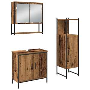 vidaXL Vannitoa m&ouml;&ouml;bleset 3 tk Pruun 33 x 33 x 113,5 cm Tehispuit
