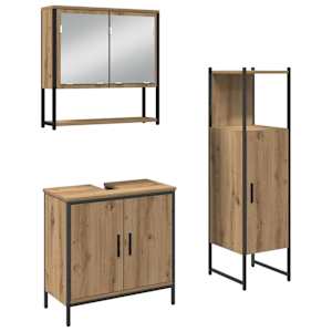vidaXL Vannitoa m&ouml;&ouml;bleset 3 tk Pruun 33 x 33 x 113,5 cm Tehispuit