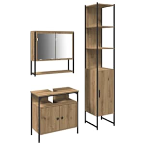 vidaXL Vannitoa m&ouml;&ouml;bleset 3 tk K&auml;sit&ouml;&ouml;puu 33 x 33 x 185,5 cm Tehispuit