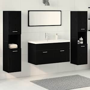 Komplet pohištva za kopalnico s polico 4 pcs Črna Orehovina
