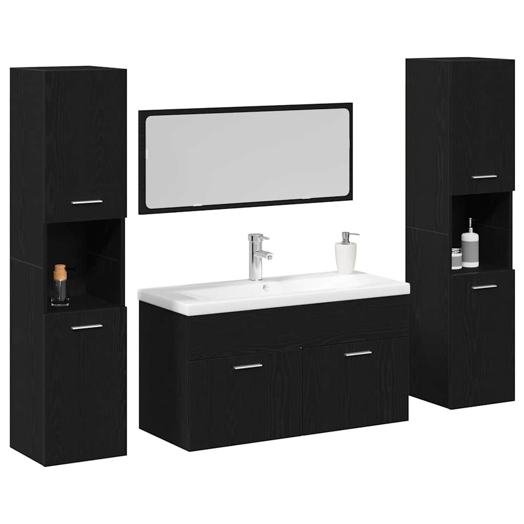 vidaXL Badkamermeubelset met opslag 5 pcs Zwart Eiken 30 x 30 x 130 cm
