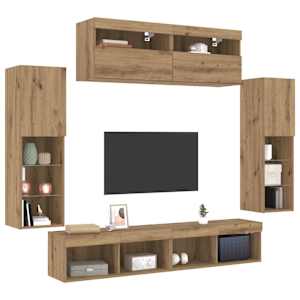 Sestava TV skříněk Nástěnný 6 pcs dub artisan Kompozitní dřevo - obrázek 3