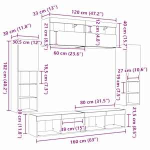 Sestava TV skříněk Nástěnný 6 pcs dub artisan Kompozitní dřevo - obrázek 18