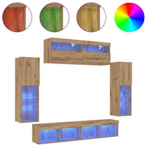 Sestava TV skříněk Nástěnný 6 pcs dub artisan Kompozitní dřevo - obrázek 4