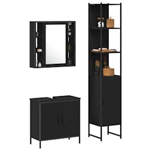 Koupelnové umyvadlové jednotky 3 pcs Černá Kompozitní dřevo - obrázek 3