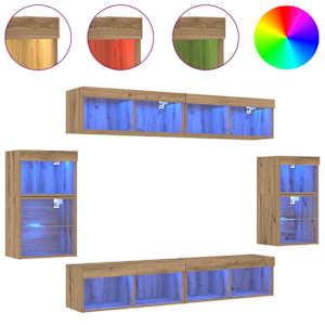 Sestava TV skříněk Nástěnný 8 pcs dub artisan Kompozitní dřevo - obrázek 4
