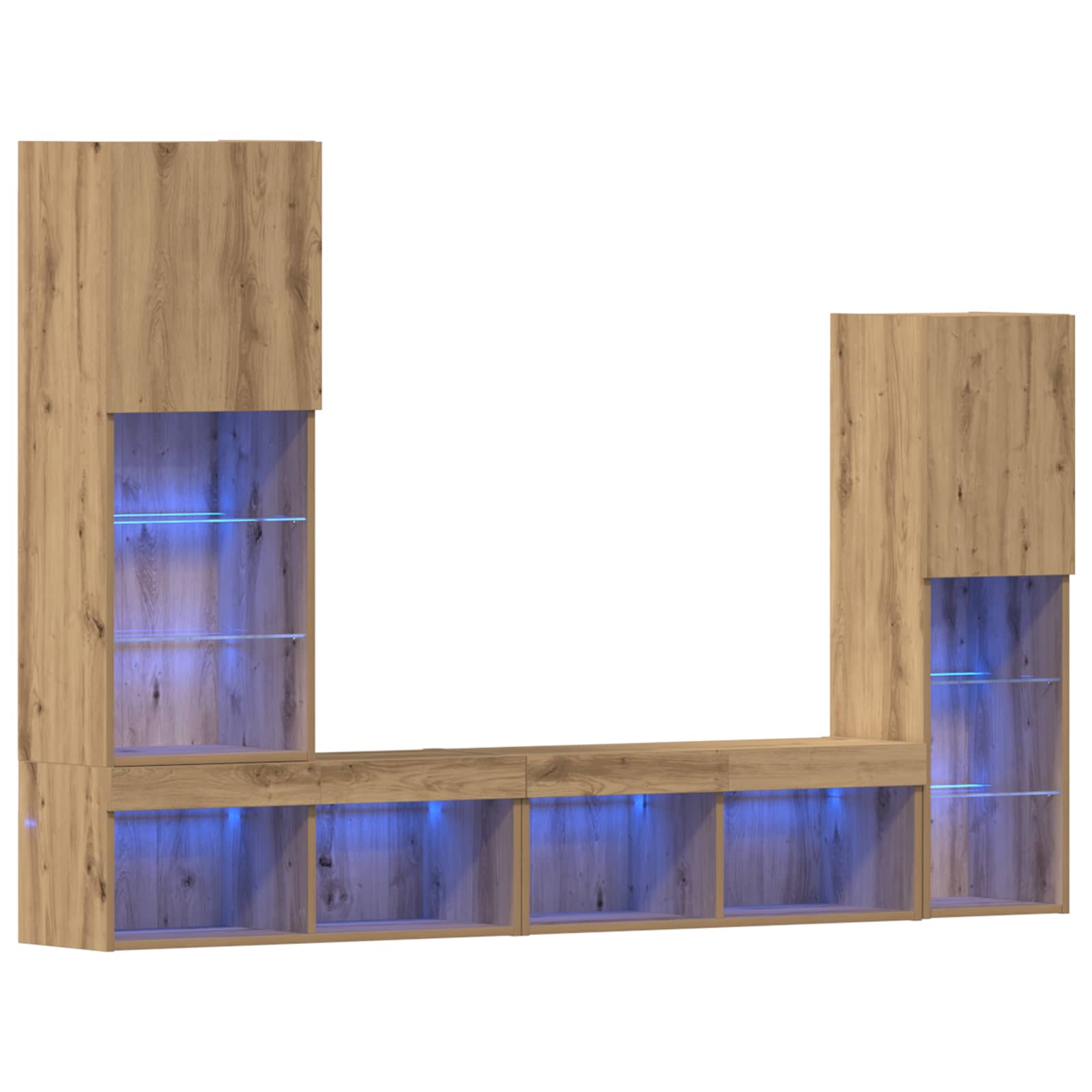 VidaXL Tv Kast 4 Pcs Artisanaal Eikenkleurig Bewerkt Hout