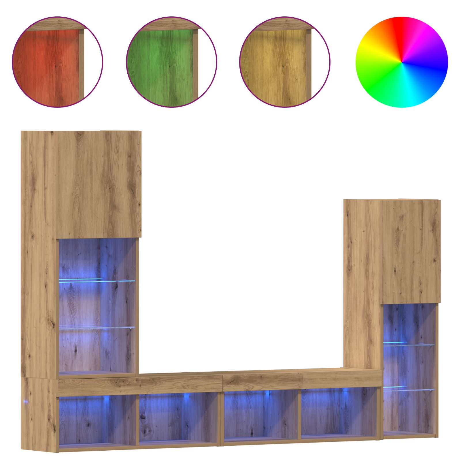 Telerikapp LED -ribatuledega 4 pcs käsitöötamm Tehispuit 4 Kõik vajalik sinu aeda ja koju! Telerikapp LED -ribatuledega 4 pcs käsitöötamm Tehispuit - Image 4