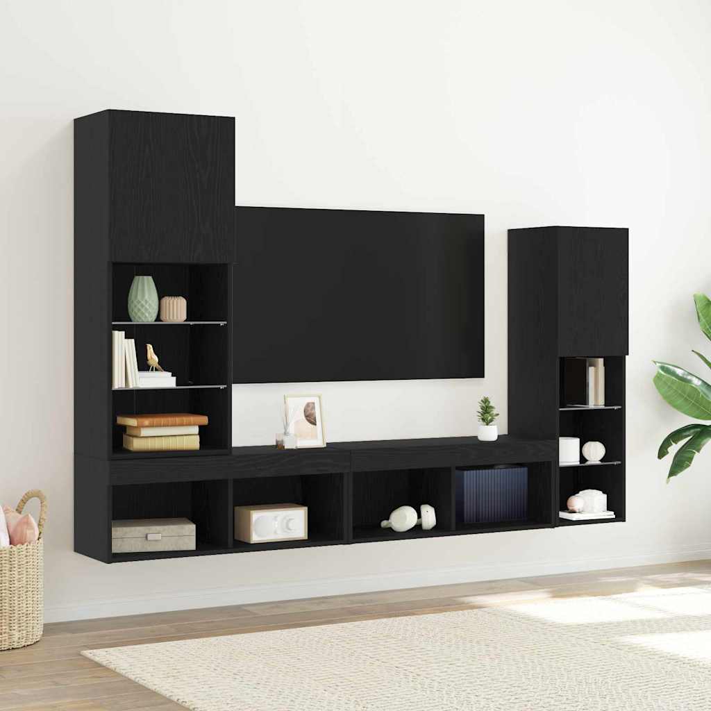 LED TV skrinka čierny dub 30.5x30x102 cm Drevené materiály 3334391