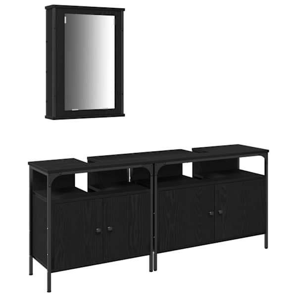 vidaXL Vannitoa valamud 3 tk Must 80 x 30 x 60 cm Tehispuit