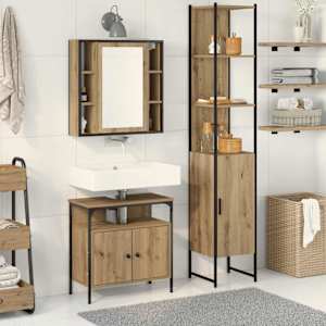 Komplet pohištva za kopalnico s polico 3 pcs Umetni hrast