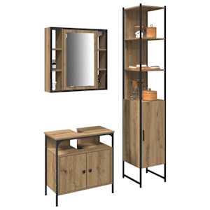 Sada koupelnového nábytku 3 pcs Artisanový dub kompozitní dřevo - obrázek 3