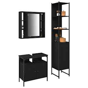 Sada koupelnového nábytku 3 pcs Černý dub kompozitní dřevo - obrázek 3