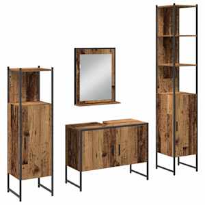 vidaXL Vannitoa m&ouml;&ouml;bleset 4 tk Pruun 33 x 33 x 185,5 cm Tehispuit