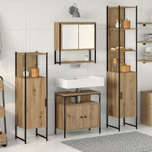 Sada koupelnového nábytku 4 pcs dub artisan Kompozitní dřevo - obrázek 1