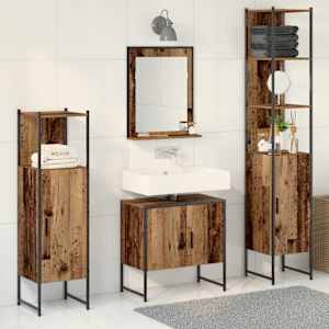 Sada koupelnového nábytku 4 pcs Hnědá 33 x 33 x 185.5 cm - obrázek 1