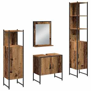 vidaXL Vannitoa m&ouml;&ouml;bleset 4 tk Pruun 33 x 33 x 185,5 cm Tehispuit