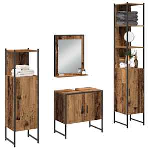 Sada koupelnového nábytku 4 pcs Hnědá 33 x 33 x 185.5 cm - obrázek 3