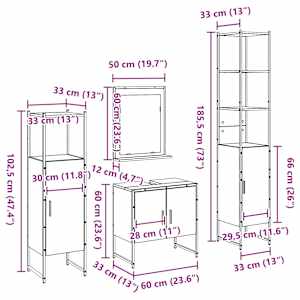 Sada koupelnového nábytku 4 pcs Hnědá 33 x 33 x 185.5 cm - obrázek 13