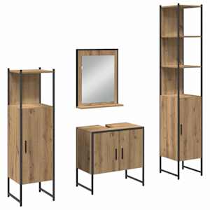 vidaXL Vannitoa m&ouml;&ouml;bleset 4 tk Pruun 33 x 33 x 185,5 cm Tehispuit