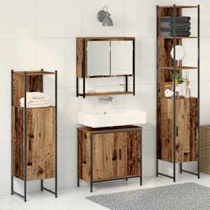 Sada koupelnového nábytku 4 pcs Hnědá 33 x 33 x 185.5 cm - obrázek 1