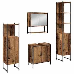 vidaXL Vannitoa m&ouml;&ouml;bleset 4 tk Pruun 33 x 33 x 185,5 cm Tehispuit