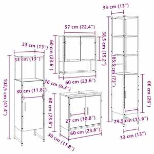 Sada koupelnového nábytku 4 pcs Hnědá 33 x 33 x 185.5 cm - obrázek 13