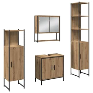 vidaXL Vannitoa m&ouml;&ouml;bleset 4 tk Pruun 33 x 33 x 185,5 cm Tehispuit