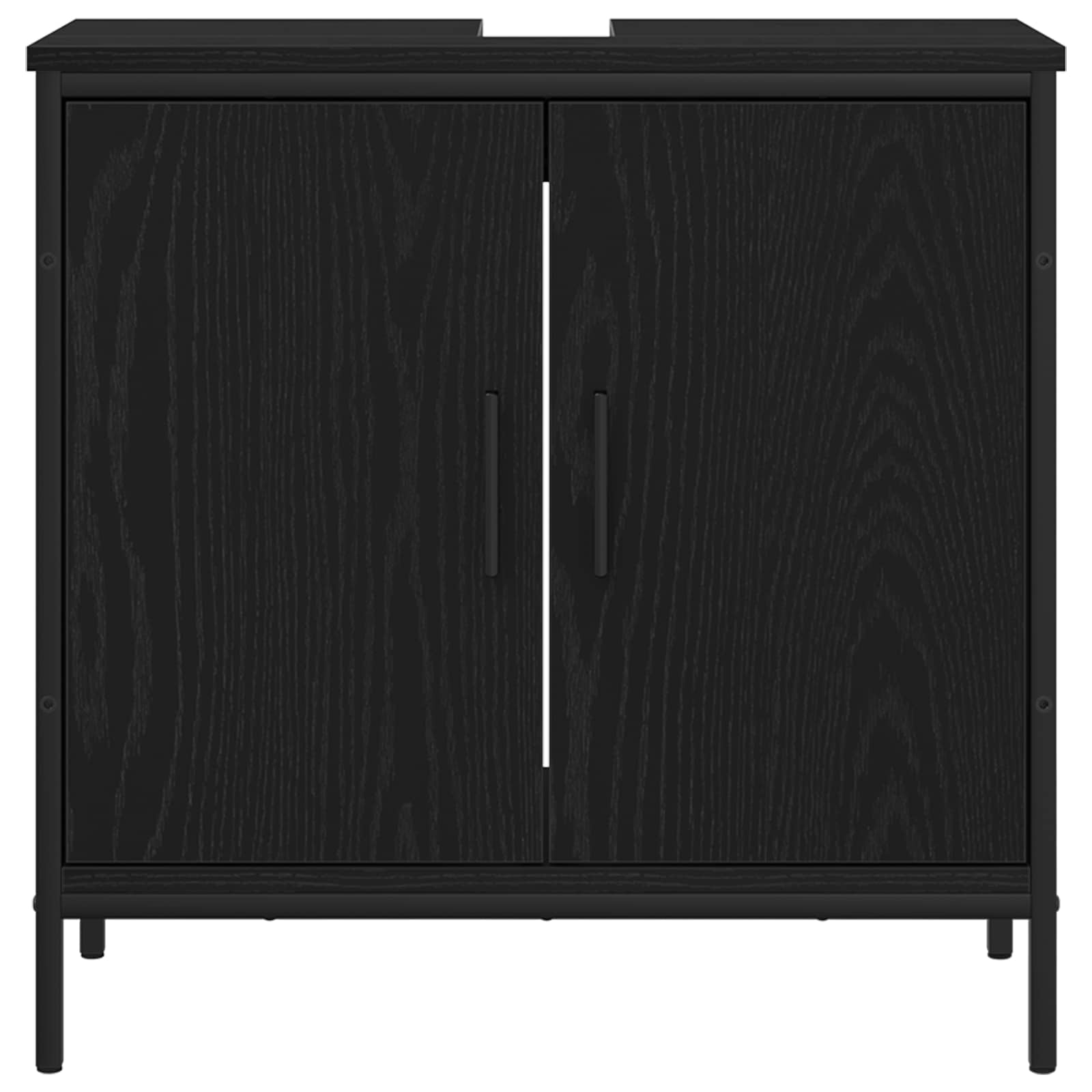 Vannitoa mööbleset riiuliga ladustamisega 4 pcs Must Tehispuit 10 Kõik vajalik sinu aeda ja koju! Vannitoa mööbleset riiuliga ladustamisega 4 pcs Must Tehispuit - Image 10
