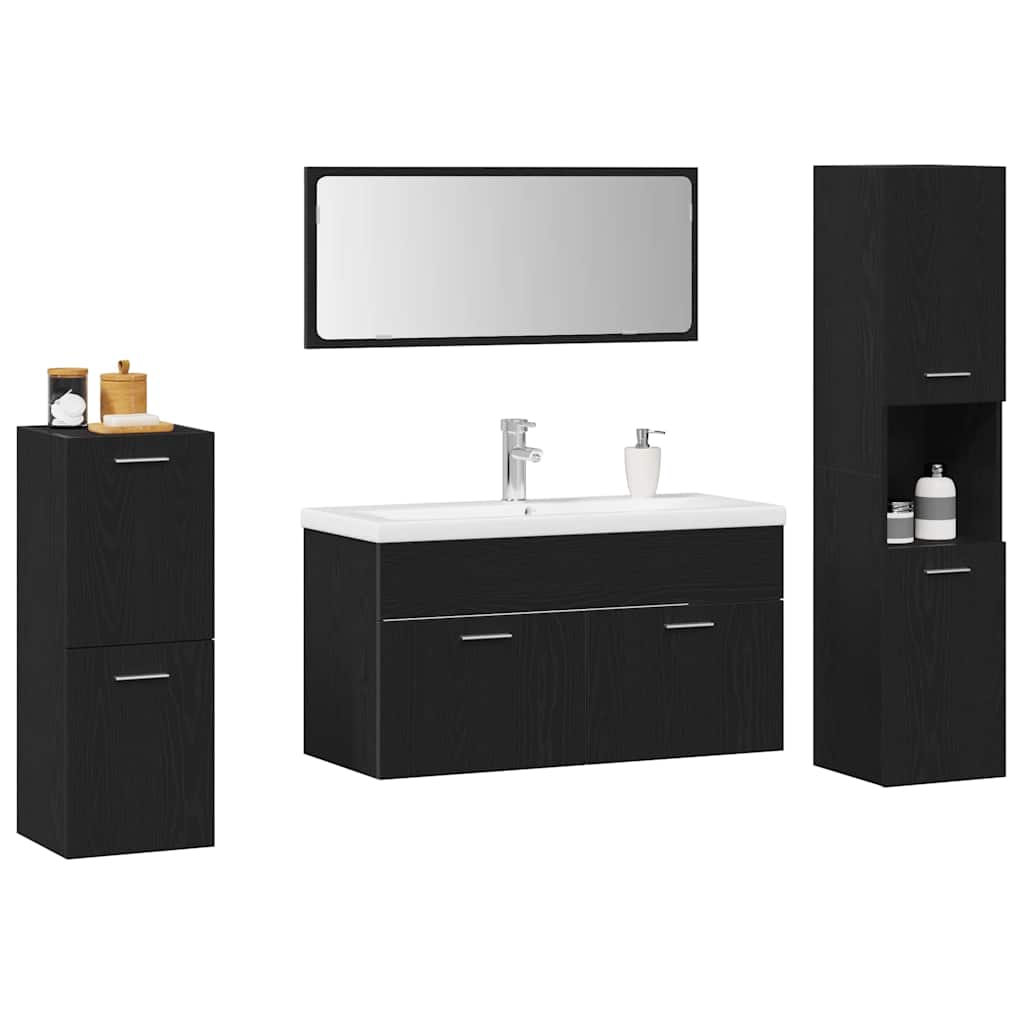 vidaXL Badkamermeubelset met opslag 5 pcs Zwart Eiken 30 x 30 x 130 cm