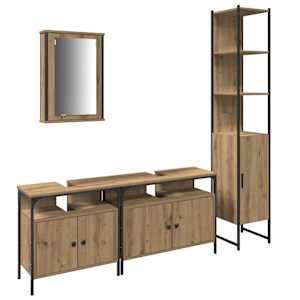 vidaXL Vannitoa m&ouml;&ouml;bleset 4 tk K&auml;sit&ouml;&ouml;puu 33 x 33 x 185,5 cm Tehispuit
