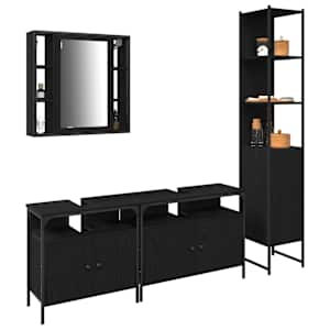 Sada koupelnového nábytku 4 pcs Černý dub kompozitní dřevo - obrázek 3