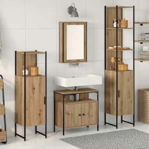 Sada koupelnového nábytku 4 pcs dub artisan Kompozitní dřevo - obrázek 1