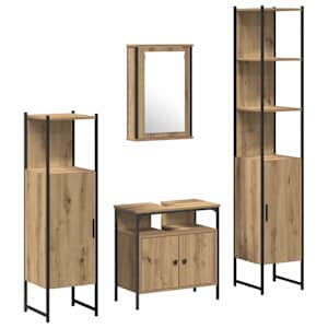 vidaXL Vannitoa m&ouml;&ouml;bleset 4 tk K&auml;sit&ouml;&ouml;puu 33 x 33 x 185,5 cm Tehispuit