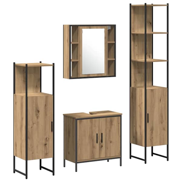 vidaXL Vannitoa m&ouml;&ouml;bleset 4 tk Pruun Tehispuit