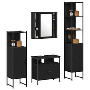 Sada koupelnového nábytku 4 pcs Černý dub kompozitní dřevo - obrázek 3