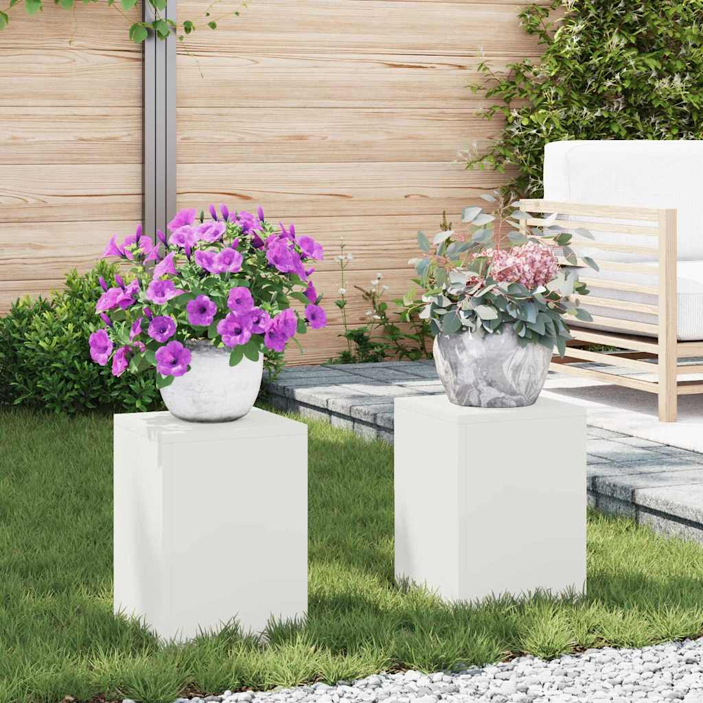 Supports de Plantes Extérieurs Pillar 2 pcs Blanc 24x24x35 cm Acier