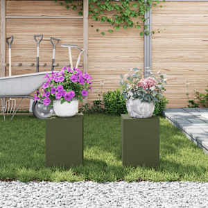Stojan na rostliny 2 pcs Olivově zelená 24 x 24 x 35 cm Ocel - obrázek 4