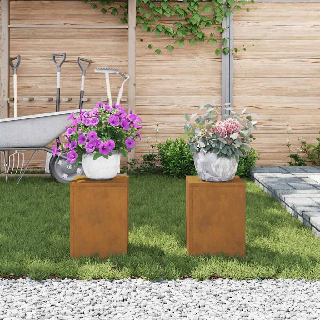 Supports de Plantes Extérieurs Pillar 2 pcs 24x24x35 cm Acier Résistant aux Intempéries