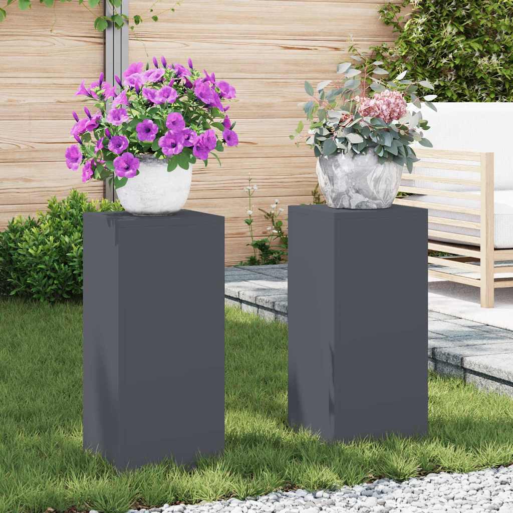 Supports de Plantes Extérieurs Pilier 2 pcs Anthracite 24x24x55 cm Acier