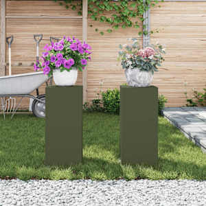Stojan na rostliny 2 pcs Olivově zelená 24 x 24 x 55 cm Ocel - obrázek 4