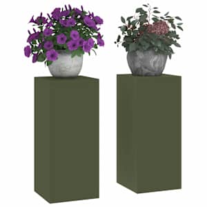 Stojan na rostliny 2 pcs Olivově zelená 24 x 24 x 55 cm Ocel - obrázek 3